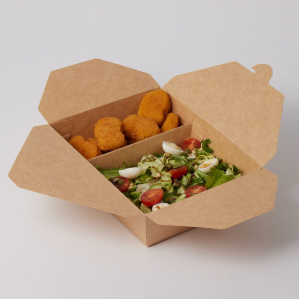 Paper lunch box with food